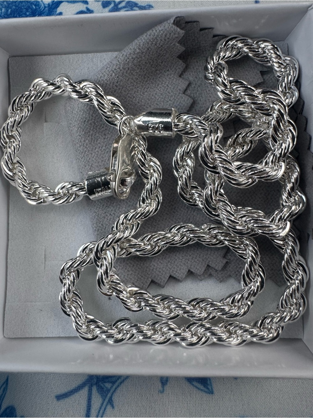 4mm 20in Sterling Silver stamped 925 Rope Chain Necklace